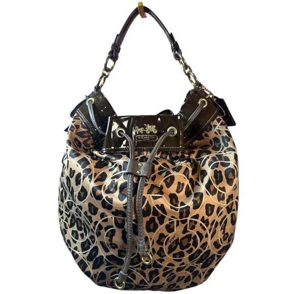 Coach Handbags - Coach Madison Ocelot Op Art Marielle Drawstring Bag EUC